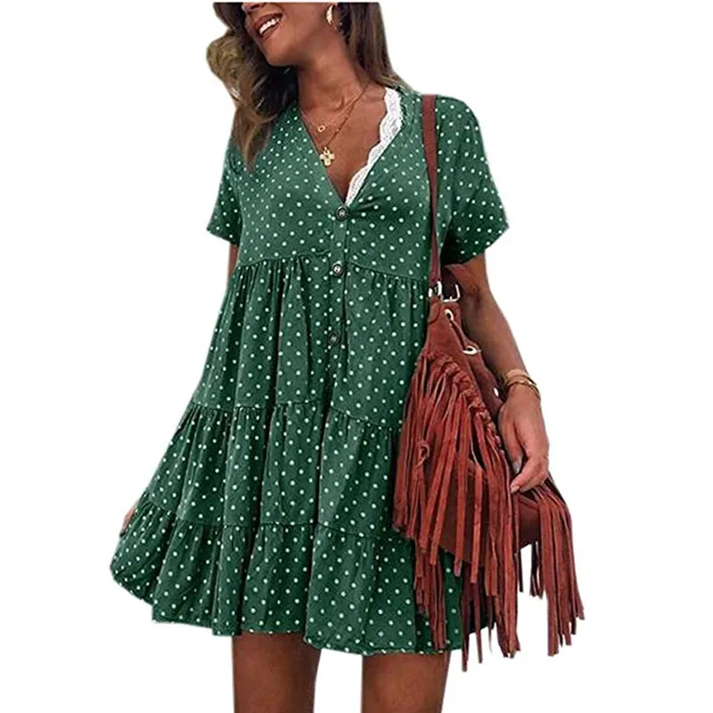 LITTHING Summer Chiffon Dress Polka Dot Boho Beach Dress Vintage Ruffles Short Sleeve A-Line Party Mini Dress Sundress Vestidos
LITTHING Summer Chiffon Dress Polka Dot Boho Beach Dress Vintage Ruffles Short Sleeve A-Line Party Mini Dress Sundress Vestidos