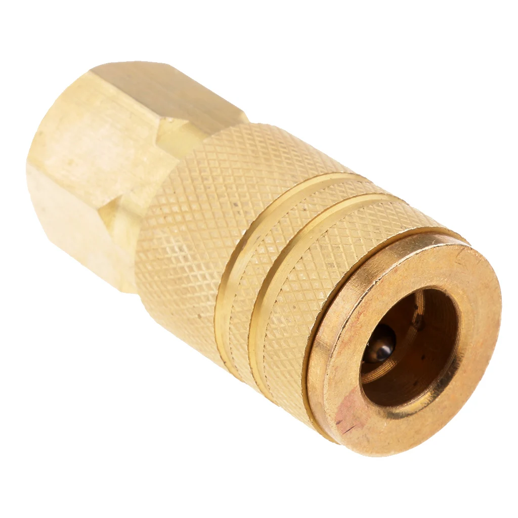 5 Pieces Metal Air Compressor Hose Fitting Coupler Connector 1/4'' NPT - Gold 5 Pieces Metal Air Compressor Hose Fitting Coupler Connector 1/4'' NPT - Gold