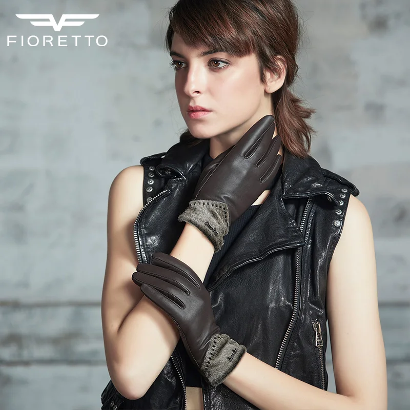 Fioretto Women Fashion Sheepskin Leather plus calf fur Gloves Office Ladies Gloves Vivets Touch Screen
Fioretto Women Fashion Sheepskin Leather plus calf fur Gloves Office Ladies Gloves Vivets Touch Screen