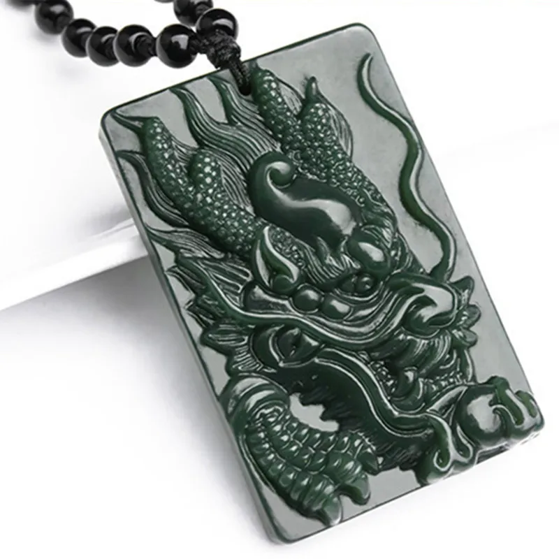 Natural Green Nephrite Stone Hand-carved Beautifully Chinese Dragon Amulet Lucky Necklace Pendant Gift For Men Jades Jewelry
Natural Green Nephrite Stone Hand-carved Beautifully Chinese Dragon Amulet Lucky Necklace Pendant Gift For Men Jades Jewelry