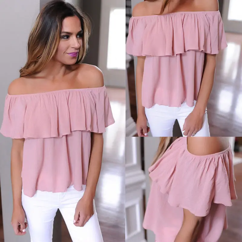 Fashion Women Summer Sexy Loose Ruffle Off Shoulder Tops Dusty Shirt Pink Blouse S M L XL
Fashion Women Summer Sexy Loose Ruffle Off Shoulder Tops Dusty Shirt Pink Blouse S M L XL