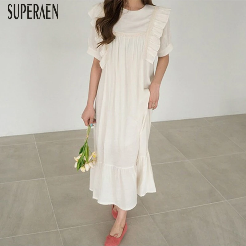 SuperAen Korean Style Women Long Dress Solid Color Round Neck Cotton Ladies Dress Summer New 2019 Short Sleeve Women Clothing
SuperAen Korean Style Women Long Dress Solid Color Round Neck Cotton Ladies Dress Summer New 2019 Short Sleeve Women Clothing
