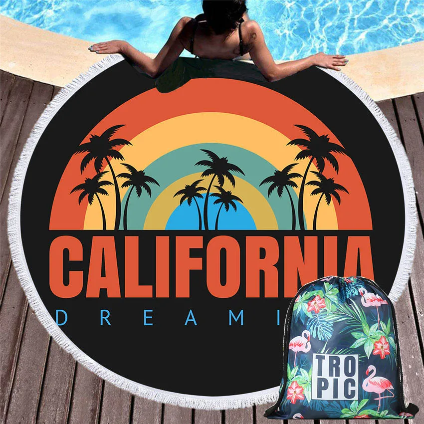 150cm Round Summer Letter Beach Towels Blanket With Drawstring Backpack Bag Seaside Bath Towels For Adults Kids Bikini Cover Up
150cm Round Summer Letter Beach Towels Blanket With Drawstring Backpack Bag Seaside Bath Towels For Adults Kids Bikini Cover Up