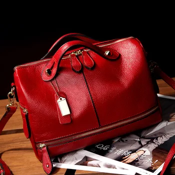 European and American Style Women's Genuine Leather Handbags Boston Shoulder Bags Messenger Bag Women Bags Cow Leather Tote Bag
European and American Style Women's Genuine Leather Handbags Boston Shoulder Bags Messenger Bag Women Bags Cow Leather Tote Bag