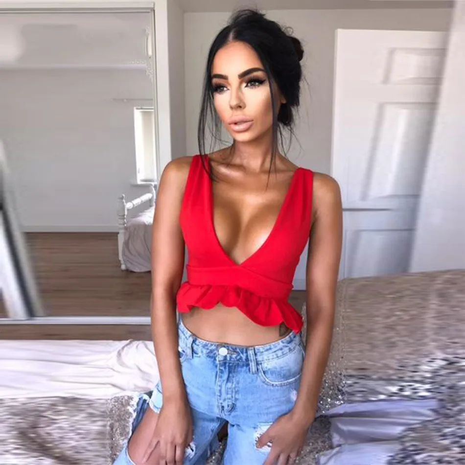 Seamyla 2019 New Corp Top Women Summer Tops Sexy Red White Black Club Bandage Tops V Neck Ruffles Short Mini Tank Top Female
Seamyla 2019 New Corp Top Women Summer Tops Sexy Red White Black Club Bandage Tops V Neck Ruffles Short Mini Tank Top Female