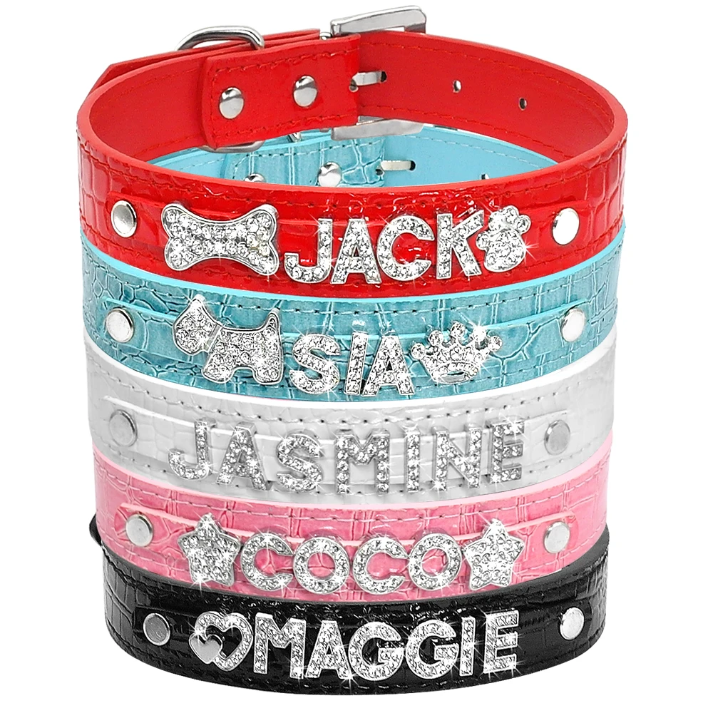Personalized Dog Collars Croc Leather Dogs Cat Collar Customized Pet Collars Free Name Rhinestone Letters Charm Pink Color
Personalized Dog Collars Croc Leather Dogs Cat Collar Customized Pet Collars Free Name Rhinestone Letters Charm Pink Color