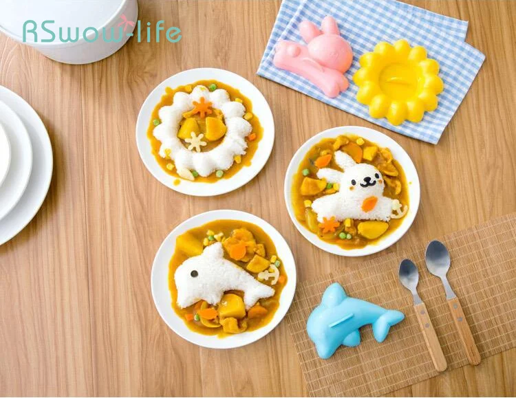 4pcs Rabbit Dolphins Rice Mold Cartoon Baby Rice Ball mold Bento Sushi Mold Kitchen DIY Set Home Kitchen Tools
4pcs Rabbit Dolphins Rice Mold Cartoon Baby Rice Ball mold Bento Sushi Mold Kitchen DIY Set Home Kitchen Tools