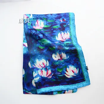 Monet's oil painting of lotus long scarf women sunscreen soft thin natural silk scarf scarves wrap shawl christmas gift for Lady
Monet's oil painting of lotus long scarf women sunscreen soft thin natural silk scarf scarves wrap shawl christmas gift for Lady