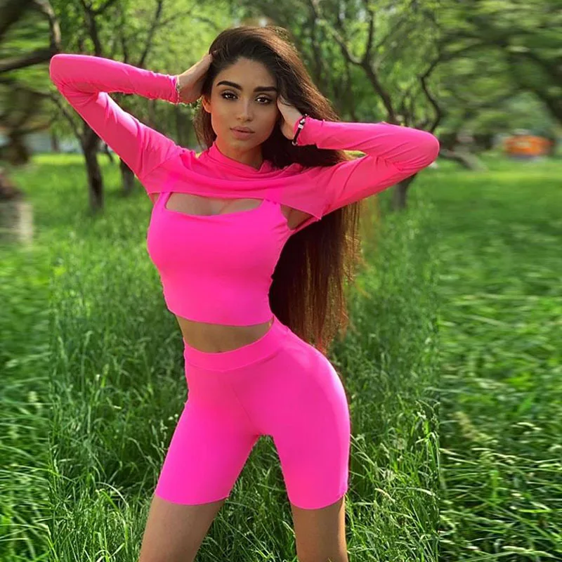ZADORIN Summer Matching Sets Neon Three Piece Set Women Crop Tops and Biker Shorts Ladies Tracksuits Pink Outfit Jogging femme
ZADORIN Summer Matching Sets Neon Three Piece Set Women Crop Tops and Biker Shorts Ladies Tracksuits Pink Outfit Jogging femme