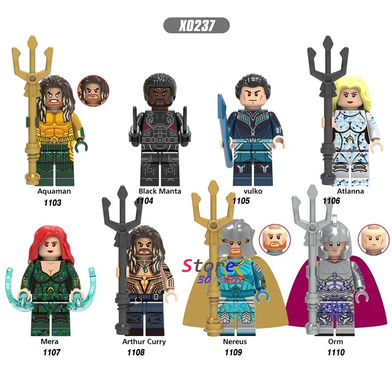 Single DC movie Aquaman Moives Black Manta Vulko Atlanna Mera Arthur Curry Nereys Orm building blocks bricks toys for children
Single DC movie Aquaman Moives Black Manta Vulko Atlanna Mera Arthur Curry Nereys Orm building blocks bricks toys for children