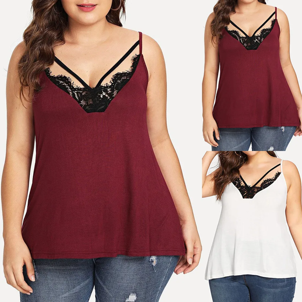 2019 Fashion Women Casual V-Neck Sleeveless Plus Size Solid Lace Tank Tops Vest Camis Hot New Women Sexy Loose Top
2019 Fashion Women Casual V-Neck Sleeveless Plus Size Solid Lace Tank Tops Vest Camis Hot New Women Sexy Loose Top