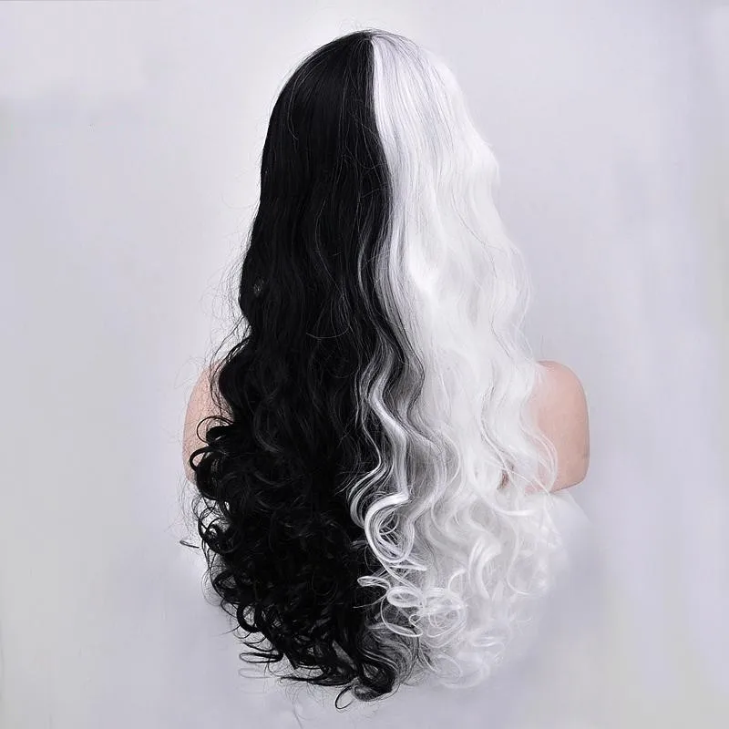 Cosplay&ware Morematch Danganronpa Monokuma Women Long Curly Wig Cosplay Costume White Black Mix Heat Resistant Synthetic Hair Party Wigs 11 Cosplay&ware Morematch Danganronpa Monokuma Women Long Curly Wig Cosplay Costume White Black Mix Heat Resistant Synthetic Hair Party Wigs -Zentai shop online