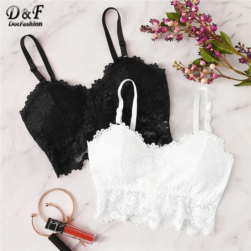 

Dotfashion Black And White Floral Lace Bra Set 2pack Women Bralettes 2019 Summer Casual Underwear Bras Ladies Lingerie Tops