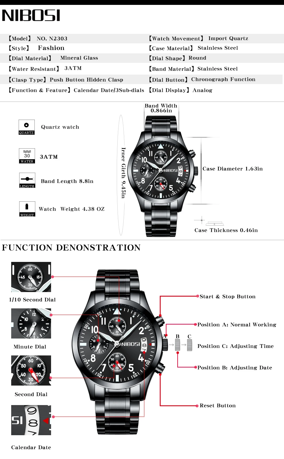 Relogio Masculino NIBOSI Mens Watches Top Brand Luxury Famous Brand Watch Men Waterproof Stainless Steel Sport Watch For Men (32)
