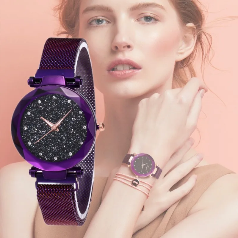 New Luxury Women Watches Diamond Fashion Elegant Magnet Buckle Purple Ladies Wristwatch Starry Sky Wristwatch Female Gift Clock
New Luxury Women Watches Diamond Fashion Elegant Magnet Buckle Purple Ladies Wristwatch Starry Sky Wristwatch Female Gift Clock