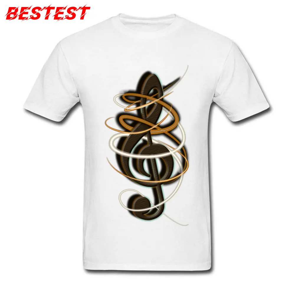 Music Note T-shirts Short Sleeve Custom Classic Men April FOOL DAY Tops Shirt Custom T Shirt Round Neck Cotton Music Note white