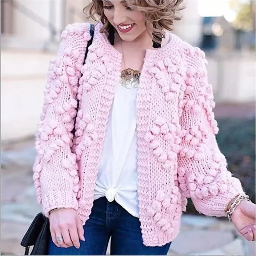 Retro Knitted Cardigan 3D Yarn Balls Long-sleeved V-Neck Flowers Sweater Geometric Patterns Open Stitch Jacket Coat Tops Outwear
Retro Knitted Cardigan 3D Yarn Balls Long-sleeved V-Neck Flowers Sweater Geometric Patterns Open Stitch Jacket Coat Tops Outwear