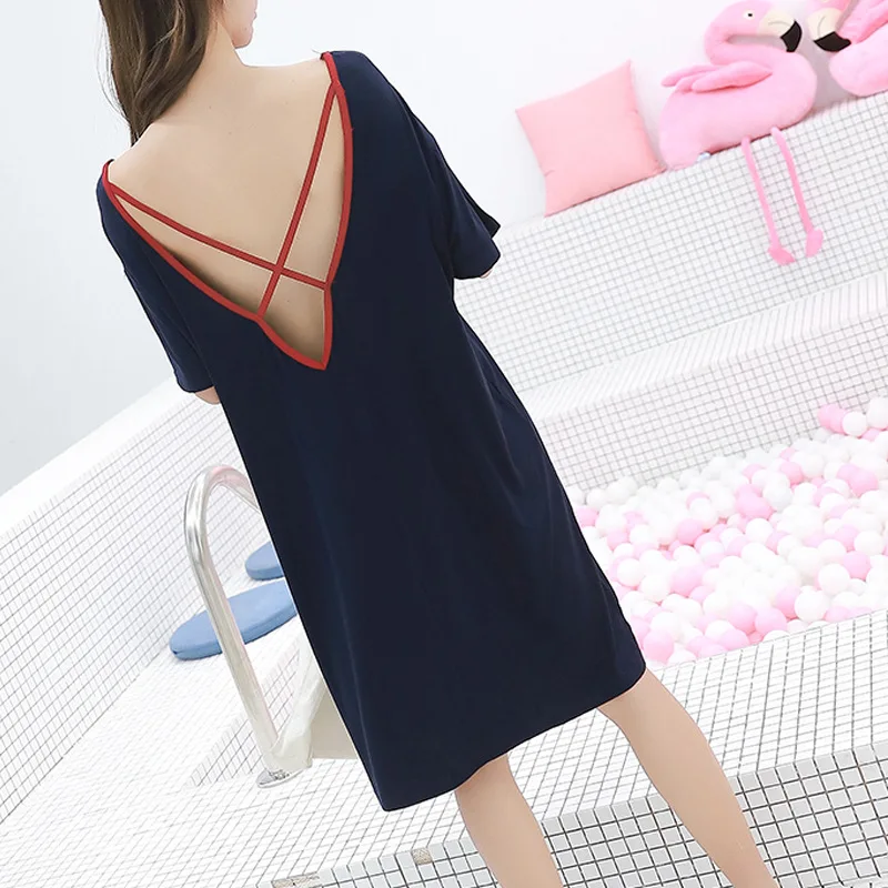 2019 summer dresses women sexy backless nightdress loose knee-length outfits nightgowns sleepshirts home wear sleepdress
2019 summer dresses women sexy backless nightdress loose knee-length outfits nightgowns sleepshirts home wear sleepdress