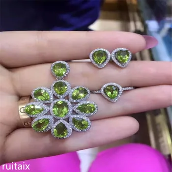 KJJEAXCMY boutique jewels 925 Sterling silver natural crystal olive-stone Kitty female pendant + ring + earring set inlay access
KJJEAXCMY boutique jewels 925 Sterling silver natural crystal olive-stone Kitty female pendant + ring + earring set inlay access
