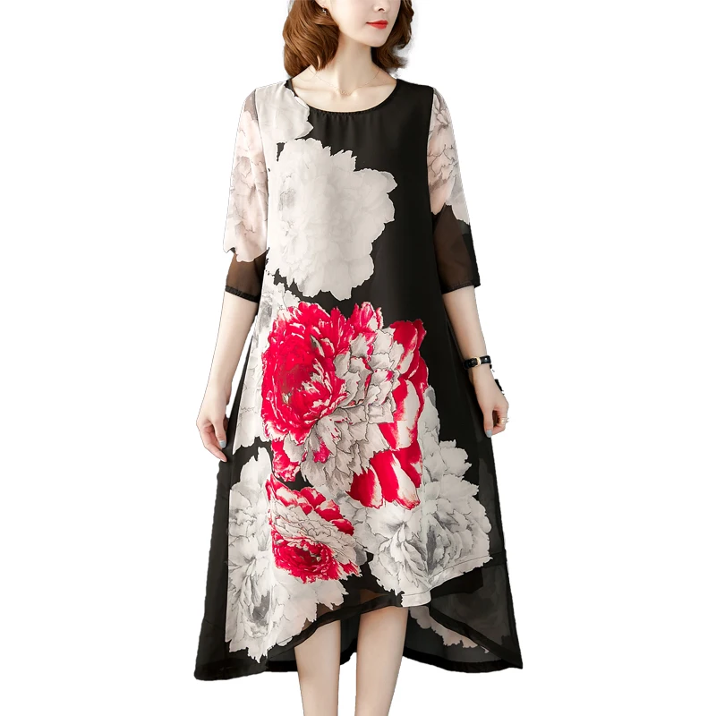 Plus Size Dresses New 2019 Summer Dresses Loose Women Print Dresses Imitate Real Silk Dress Lady Beach Casual Costume
Plus Size Dresses New 2019 Summer Dresses Loose Women Print Dresses Imitate Real Silk Dress Lady Beach Casual Costume