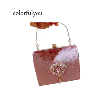Elegant woman Velvet handbag Clutch Bag Shining Diamonds Flower Weeding Party Purse Retro Women Evening Bags with Metal handle
Elegant woman Velvet handbag Clutch Bag Shining Diamonds Flower Weeding Party Purse Retro Women Evening Bags with Metal handle