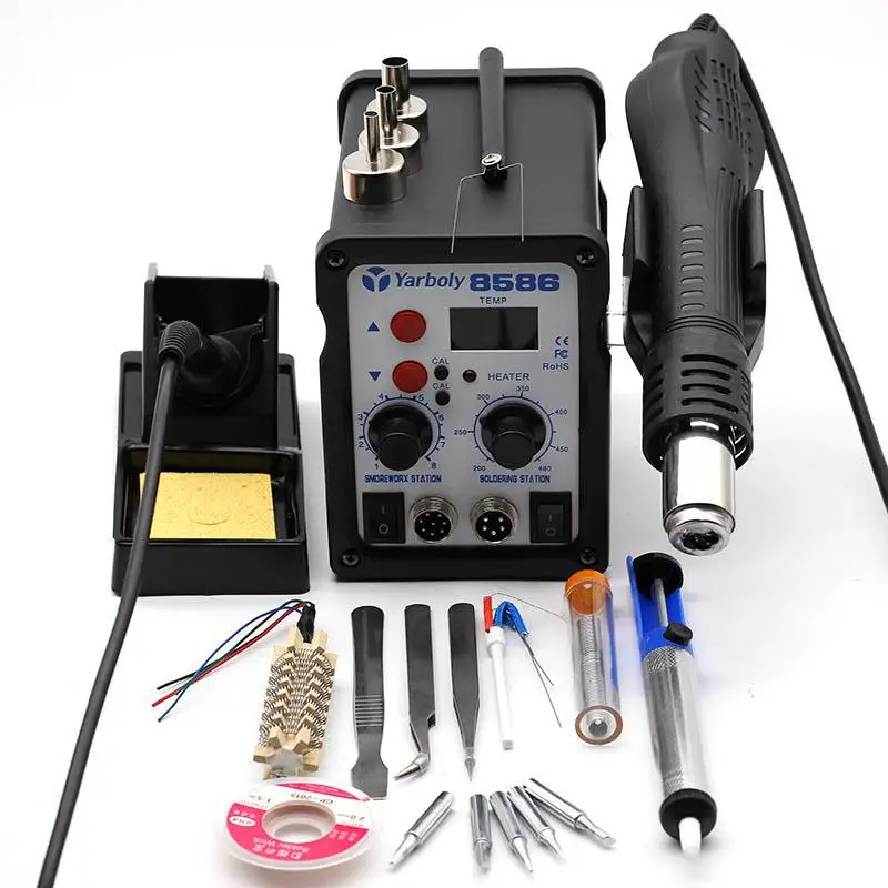 Soldering Station 8586 Digital ESD SMD Rework Soldering Station Hot Air Gun Solder Welder Iron Mobile Phone Repair Tools VS 858D
Soldering Station 8586 Digital ESD SMD Rework Soldering Station Hot Air Gun Solder Welder Iron Mobile Phone Repair Tools VS 858D