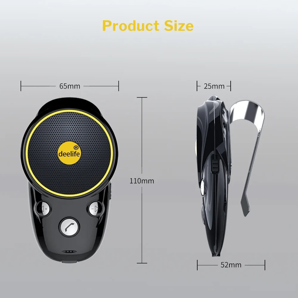 Deelife Handsfree Bluetooth Car Kit Sun Visor Speaker Auto Wireless