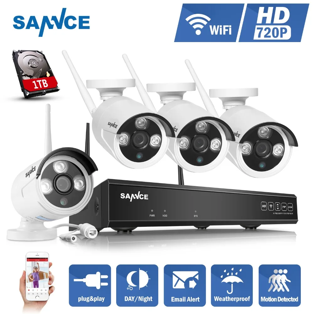 SANNCE 4CH 720P Wi-fi CCTV Security Camera System 4pcs 1MP Wireless Outdoor Wifi IP Camera P2P Video Surveillance System Kit
SANNCE 4CH 720P Wi-fi CCTV Security Camera System 4pcs 1MP Wireless Outdoor Wifi IP Camera P2P Video Surveillance System Kit