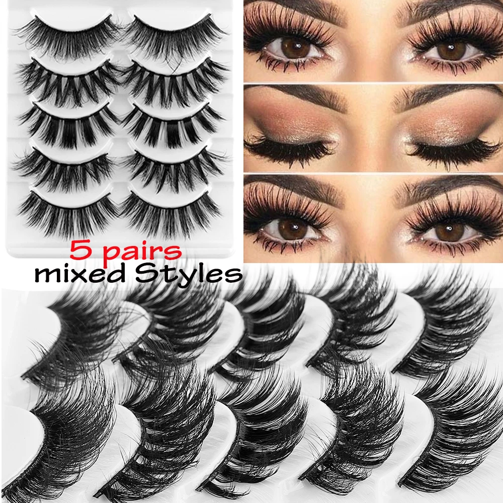 5 Pairs Mixed Styles 6D Soft Mink Hair False Eyelashes Wispy Flared Natrual Long Eyelashes Extension Tools Handmade lashes
5 Pairs Mixed Styles 6D Soft Mink Hair False Eyelashes Wispy Flared Natrual Long Eyelashes Extension Tools Handmade lashes