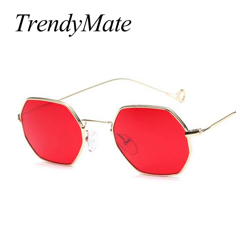 

Hexagon Metal Frame Trends Women Sunglasses Small Frame Sun Glasses Brand Designer Men Vintage Polygon Clear Lens Sunglass 371M