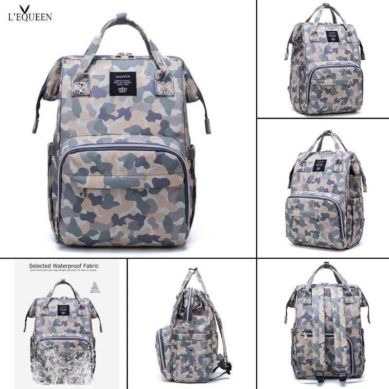 

2019 LEQUEEN Diaper Bag Camouflage Summer Waterproof Nappy Mommy Bag Baby Care Travel Backpack Maternity Organizer Nappy Bag