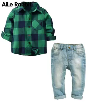 AiLe Rabbit The new 2018 boys cotton long sleeve shirt grid cardigan cowboy pants suit children two-piece outfit
AiLe Rabbit The new 2018 boys cotton long sleeve shirt grid cardigan cowboy pants suit children two-piece outfit