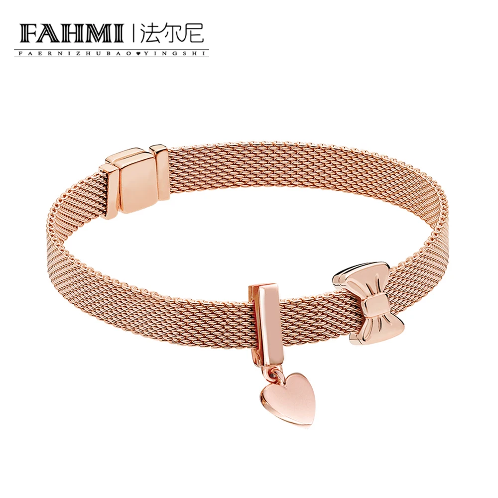 FAHMI 100% 925 Sterling Silver Rose Reflexions Bow Clip Charm Floating Heart Clip Charm 7ZT0168 Elegant Sweet Bracelet Set
FAHMI 100% 925 Sterling Silver Rose Reflexions Bow Clip Charm Floating Heart Clip Charm 7ZT0168 Elegant Sweet Bracelet Set
