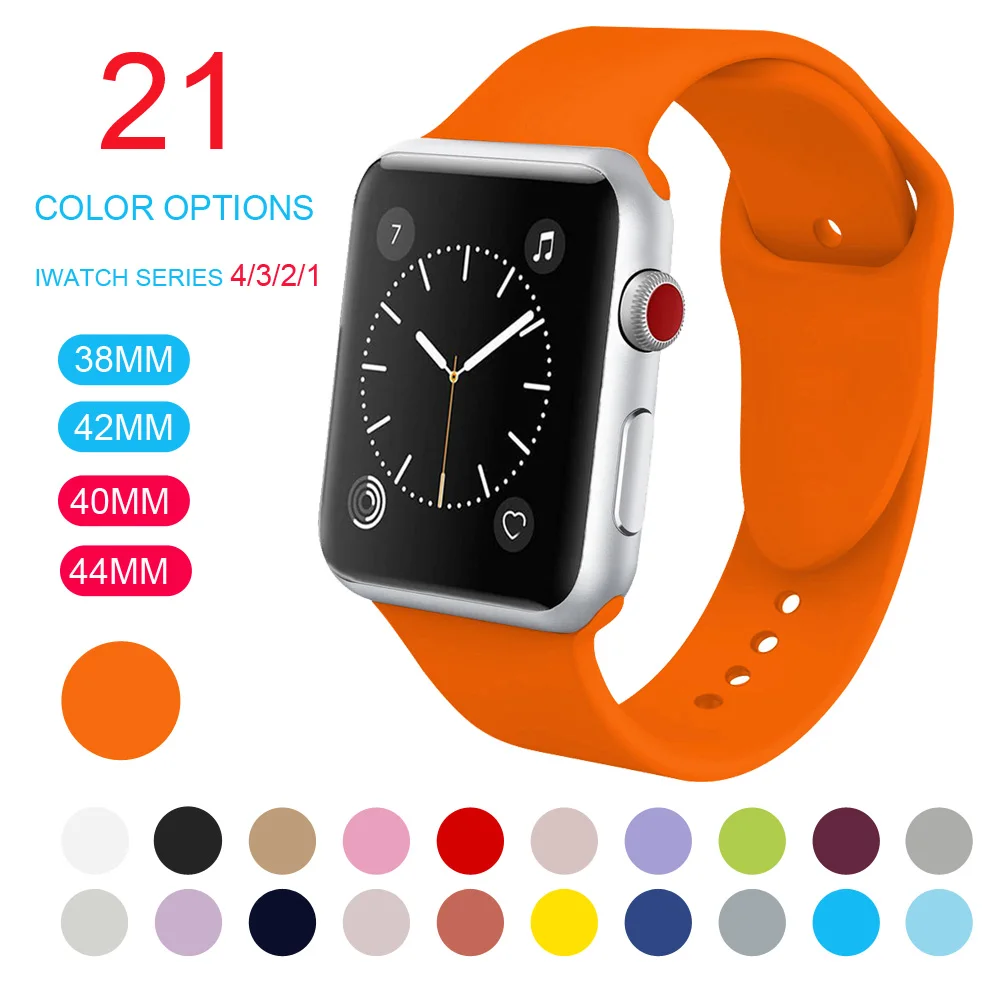 

Replacement Silicone Sport Band for iWatch Series 4 3 2 1 Bracelet Strap for Apple Watch 38/40mm 42/44mm Watchband Watchstrap
