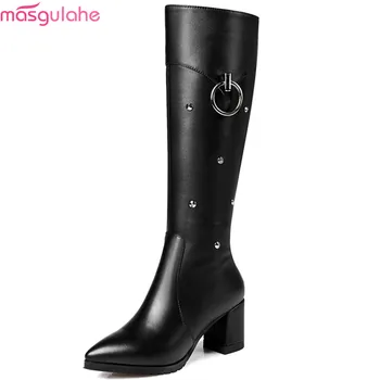 Masgulahe women boots autumn winter pointed toe genuine leather+pu ladies boots zipper square heel knee high boots plus size
Masgulahe women boots autumn winter pointed toe genuine leather+pu ladies boots zipper square heel knee high boots plus size
