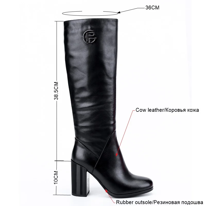 BELISS natural wool boots knee high women high quality ladies winter boots heels high genuine leather (3)