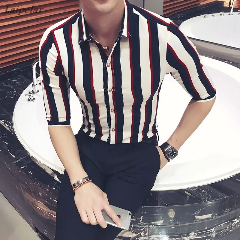 2018 Stripe Cotton Casual Shirt Men Cool fashion linen Striped Shirt Linen Male Slim Fit Shirts 7 Minute Sleeve Social Business
2018 Stripe Cotton Casual Shirt Men Cool fashion linen Striped Shirt Linen Male Slim Fit Shirts 7 Minute Sleeve Social Business