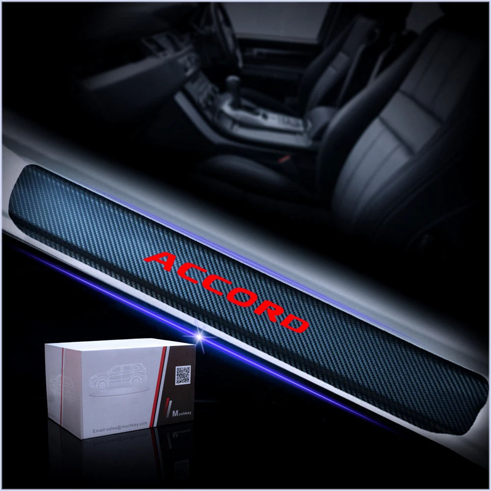 for Honda Pilot Carbon Fiber Car Door Sill Protector Sticker Car Threshold Scuff Plate Vinyl Sticker Decor Accessories