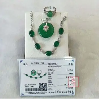 Natural green chalcedony safety button ring pendant bracelet three pieces authentic
Natural green chalcedony safety button ring pendant bracelet three pieces authentic