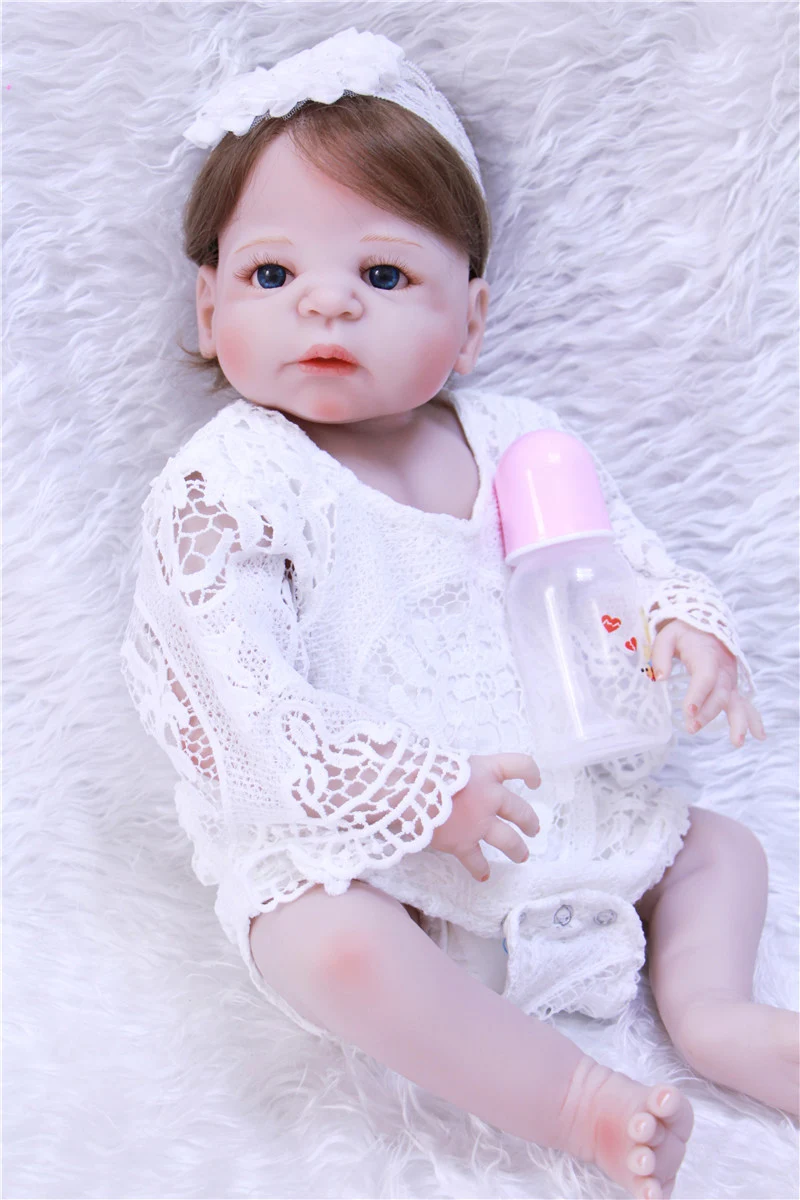 

DollMai 55cm Full Silicone Reborn baby doll toys girl gender body can sit lie bathe doll toys gift bebe princess reborn bonecas