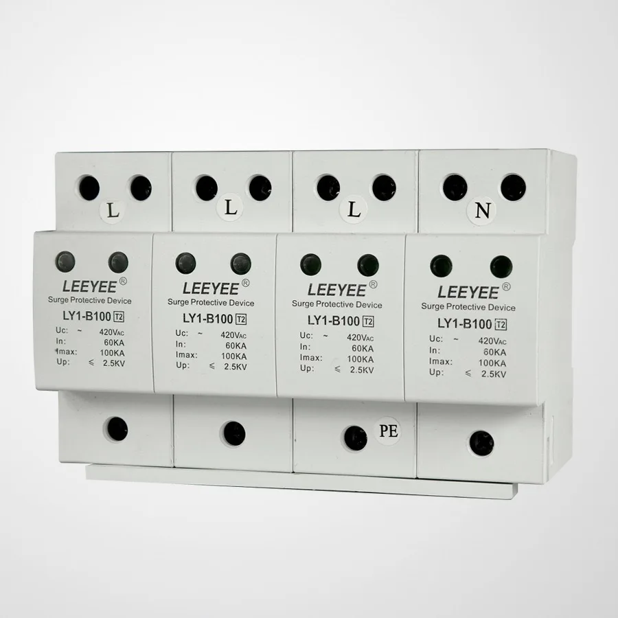 First-level Power Supply Lightning Protection Device 100KA Photovoltaic Three-phase 380 Home Surge Protector 4P
First-level Power Supply Lightning Protection Device 100KA Photovoltaic Three-phase 380 Home Surge Protector 4P