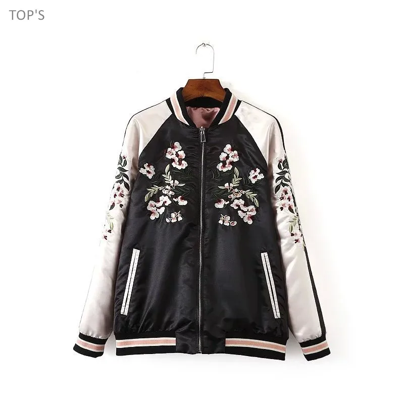 2019 Women Reversible Coat Embroidery Flower Phoenix Bird Jacket Contrast Sleeve Bomber Jacket Coat Pilots Outerwear
2019 Women Reversible Coat Embroidery Flower Phoenix Bird Jacket Contrast Sleeve Bomber Jacket Coat Pilots Outerwear