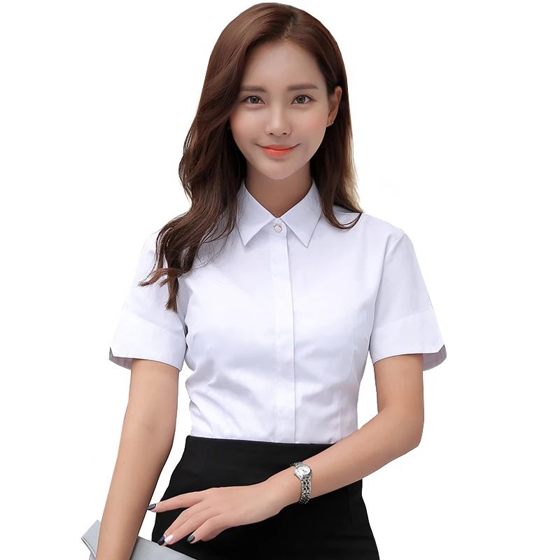women solid color social shirt office work shirts blouses slim fit 60% cotton white blue black color short sleeve blusa feminina
women solid color social shirt office work shirts blouses slim fit 60% cotton white blue black color short sleeve blusa feminina