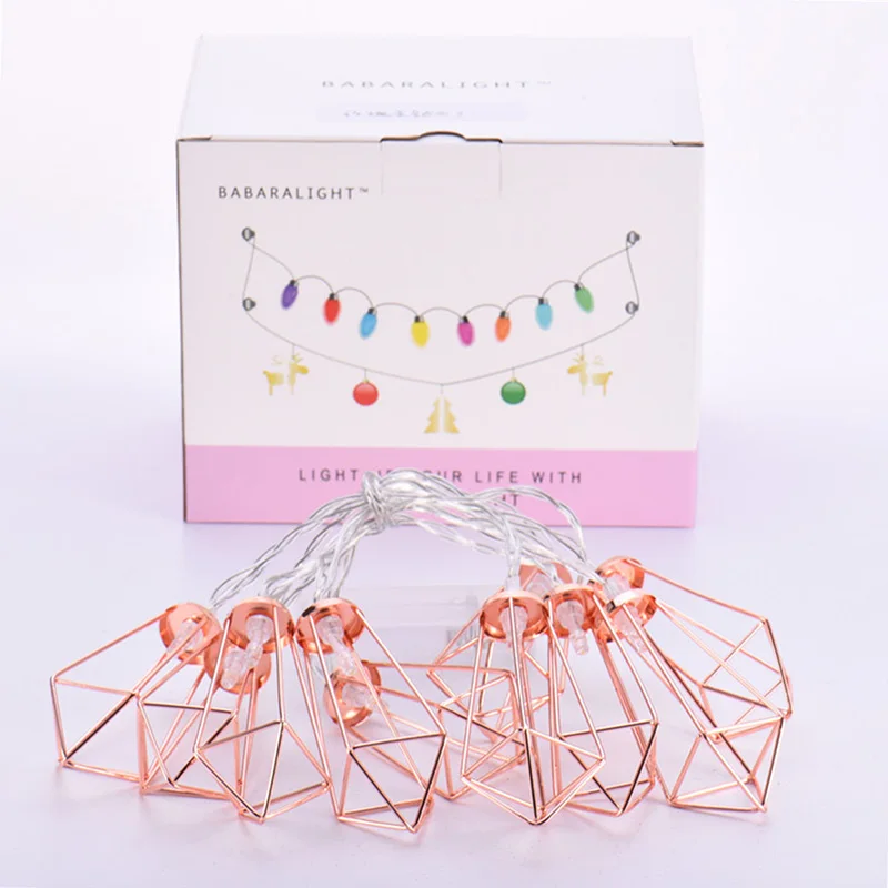 1.5m 10 Leds String Lights Iron Metal Diamond Battery Powered Wedding Party Home Decoration Lamps QJ888