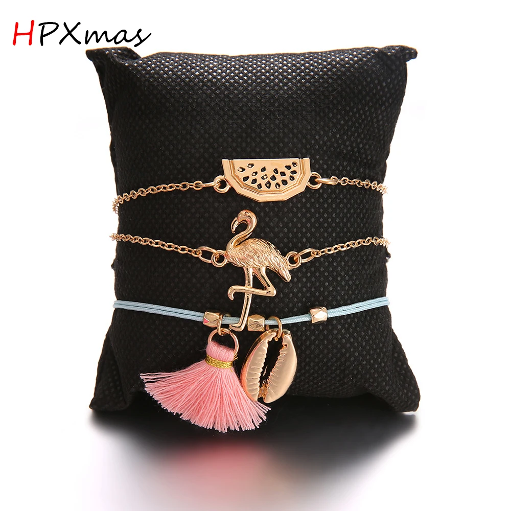 HPXmas 3 layer piece/set Flamingo shell watermelon tassel Ladies Link rope Bracelets Women Jewelry accessory A100
HPXmas 3 layer piece/set Flamingo shell watermelon tassel Ladies Link rope Bracelets Women Jewelry accessory A100