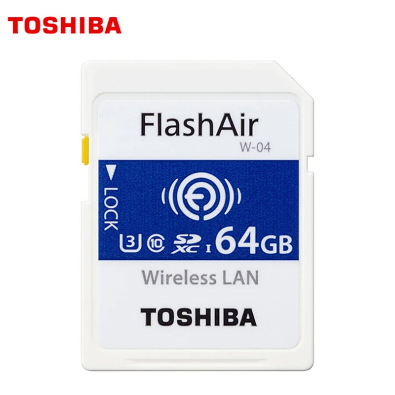 TOSHIBA FlashAir W-04 WiFi SD Card 64GB SDXC 32GB 16GB SDHC Class 10 U3 Memory Card Flash Card For Digital Camera
TOSHIBA FlashAir W-04 WiFi SD Card 64GB SDXC 32GB 16GB SDHC Class 10 U3 Memory Card Flash Card For Digital Camera