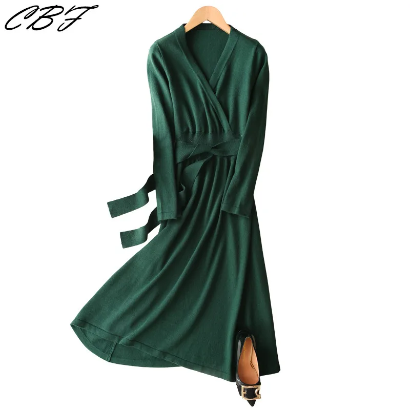 CBF Winter Hot Sales Women's Knitted Cashmere Dress V-collar Long style Solid color high quality Keep warm Waistband decoration
CBF Winter Hot Sales Women's Knitted Cashmere Dress V-collar Long style Solid color high quality Keep warm Waistband decoration