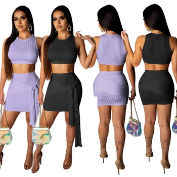 Women Two Piece Set Female Tracksuit Sling Tank Top + Pack Hip Skirt Ladies Kniting Striped Skirt Sexy Outfit Femme Sets
Women Two Piece Set Female Tracksuit Sling Tank Top + Pack Hip Skirt Ladies Kniting Striped Skirt Sexy Outfit Femme Sets