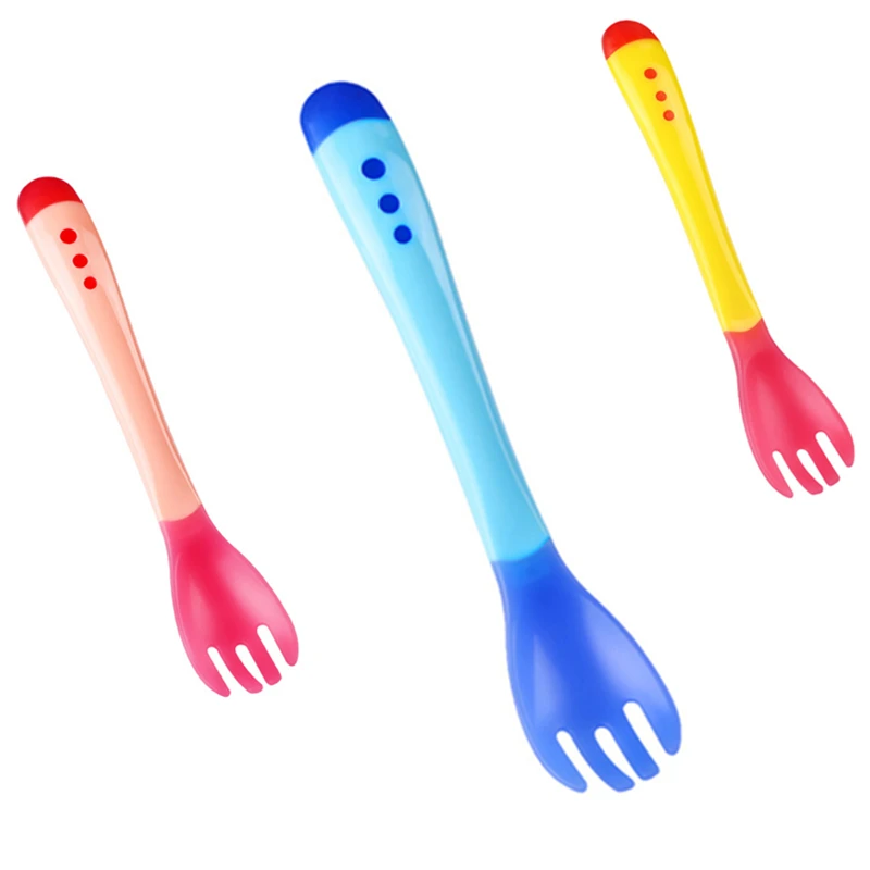 Baby Temperature Sensitive Spoon Fork for Feeding Soft Head Smooth without burr Kids Children's Tableware
Baby Temperature Sensitive Spoon Fork for Feeding Soft Head Smooth without burr Kids Children's Tableware