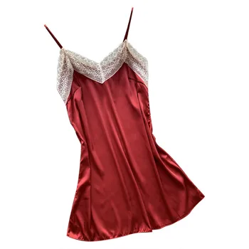 Womens Sexy Satin Fashion Sling Sleepwear Lingerie Lace Nightwear Underwear Femme De Nuit Camisola Da Mulher Da Noite E1
Womens Sexy Satin Fashion Sling Sleepwear Lingerie Lace Nightwear Underwear Femme De Nuit Camisola Da Mulher Da Noite E1